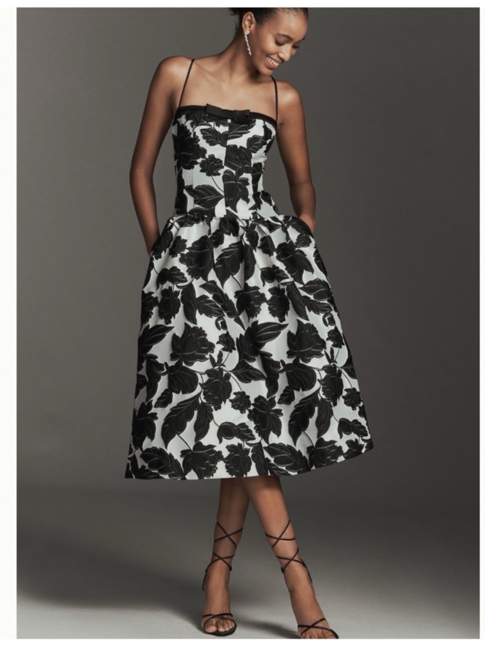 NWT Anthropologie Maeve Sleeveless Jacquard Drop-Waist Wedding Prim Midi Dress L